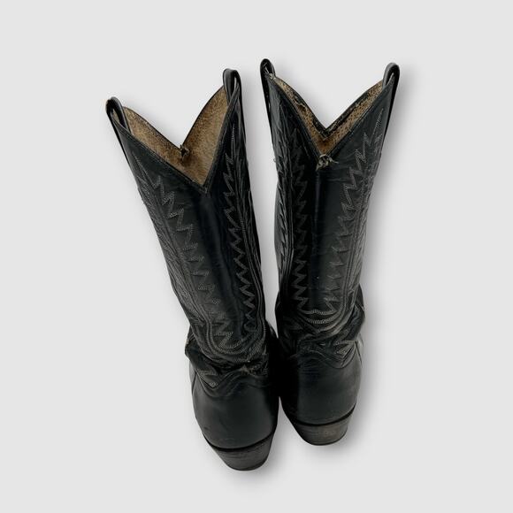 Vintage Cowtown Black Leather Western Cowboy Boots Men’s 9D Handmade USA main image 5